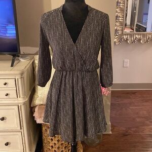 Lush black white polka dot dainty v-neck dress work business casual Nordstrom XS